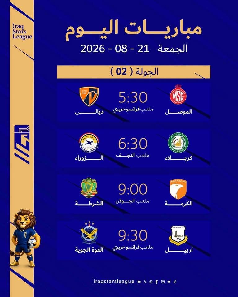 مباريات الجولة الثانية من دوري نجوم العراق